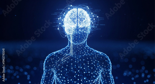 Digital Human Brain Network Representation in Futuristic Style.