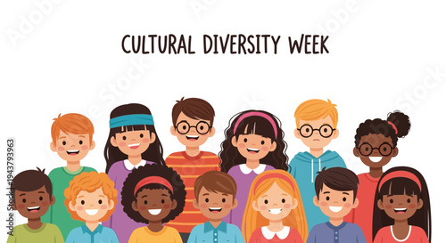 A diverse group of people celebrating Cultural Diversity Week with a multicultural community concept.