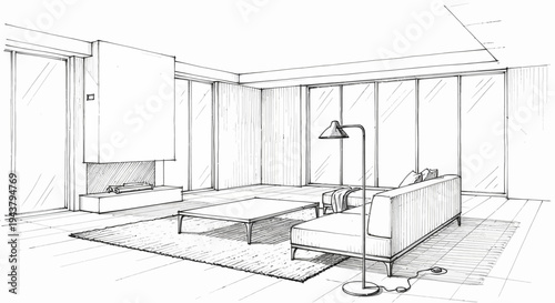Modern Floor Lamp Standing Light Vector Illustration, Interior Lighting Decor Furniture Icon