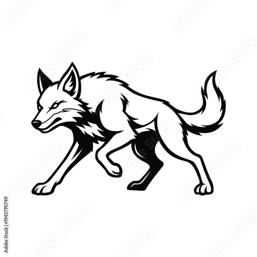 Schilderij op canvas coyote mascot logo illustration vector design template modern style