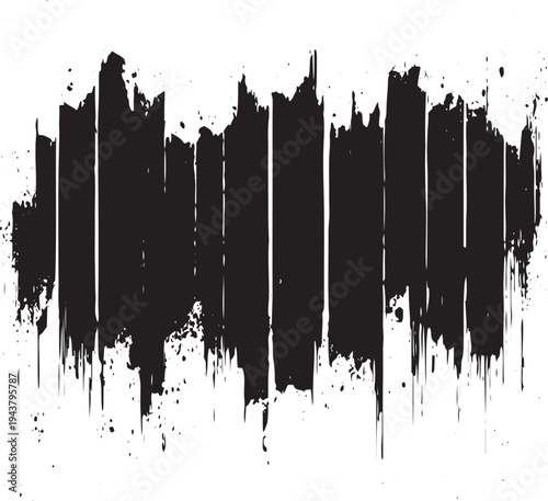 A black and white image with a black paint smear grunge effect