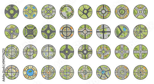 Urban Planning Circular Designs: Roundabout & Intersection Concepts