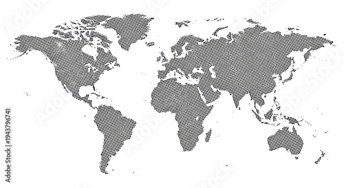 World Map Globe Halftone Dots Pattern