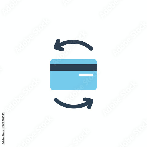 Credit card symbol with circular arrows indicating transfer or exchange
