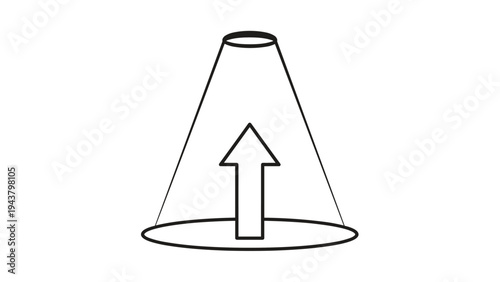 Spotlight illuminating an upward arrow, symbolizing focused attention on growth, improvement, and positive progress.