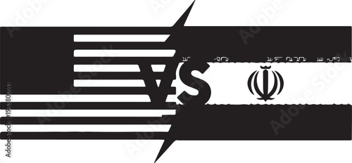 A graphic symbolizing the political tension between the united states and iran