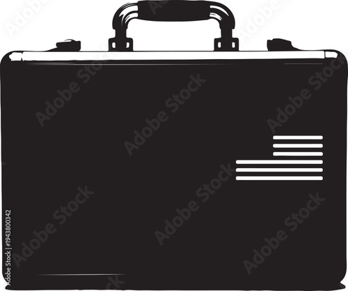 A sleek black briefcase with a handle and combination lock on the front
