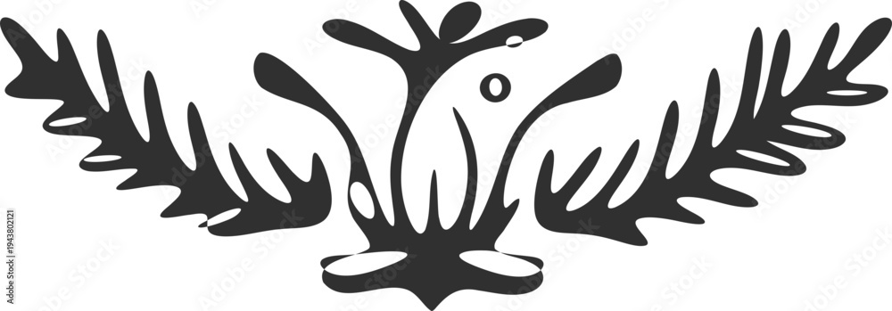 Obraz premium Black floral vector illustration with leaves and branches
