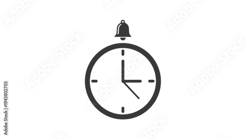 Clock with a bell icon above, symbolizing time awareness, reminders, alarms, and punctuality for events.