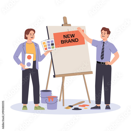 Team working on new brand identity design