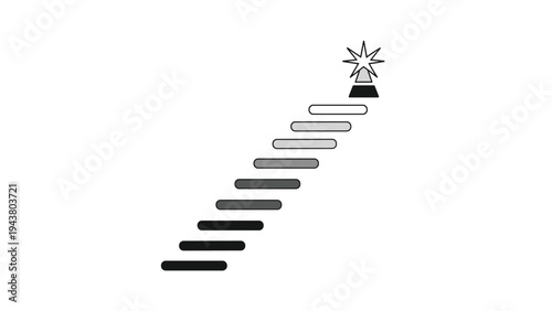 Ascending stairs leading to a shining star, symbolizing the steps to success, career path, and ultimate achievement.