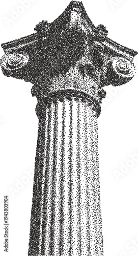 Column retro y2k stipple design roman halftone brutalist urban vector png with clear background, greek 2000s photocopy grunge tattoo gen z effect