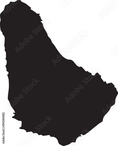 Black silhouette map of Barbados a Caribbean island nation isolated on a white background perfect for travel and geography concepts
