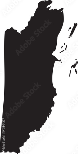 Black silhouette map of Belize a Central American country isolated on a white background for graphic design