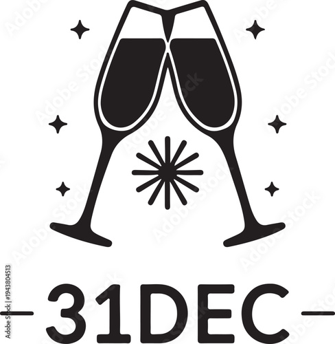 Celebrating the end of the year with champagne toasts and festive decorations