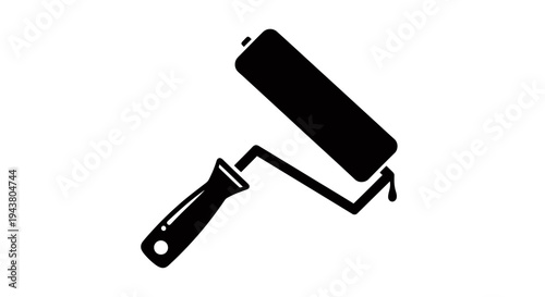 Monochrome paint roller icon illustration for graphic design and branding projects.