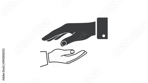 Concept of helping hands, showing support, care, and charity through one hand offering assistance to another.