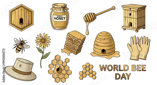 Whimsical world bee day collection honeycomb beehive beekeeper gear honey jar