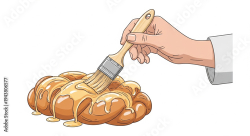 Hand brushing melted butter bread.