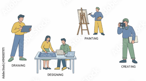 People engaged in creative activities.