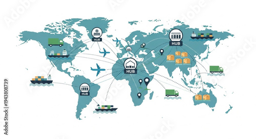 Global Transportation Map Illustration.