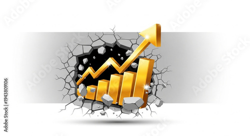Golden Bar Chart with Arrow.
