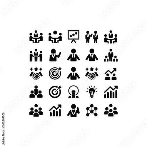 Teamwork and Business People Icon Set