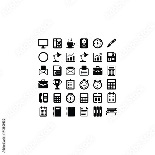 Business and Office Line Icon Set
