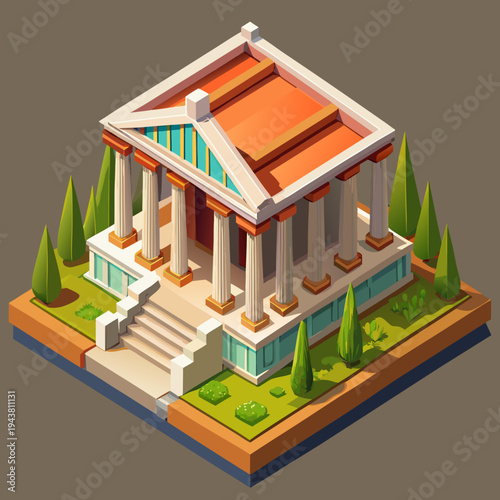 3D Roman Villa Classical Imperial Style Game Asset House