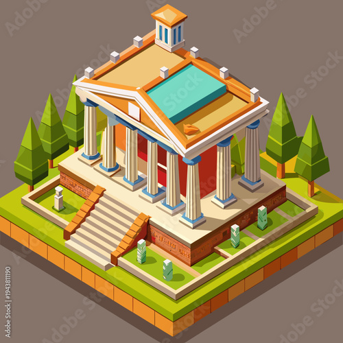 3D Roman Villa Classical Imperial Style Game Asset House