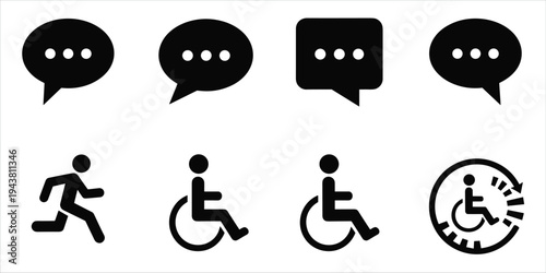 Speech bubbles and accessibility icons on white illustration