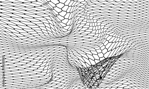 Abstract black wireframe mesh  a white background, adapted for football or soccer themed designs. for soccer match posters, football tournament promotions, sports technology graphics,