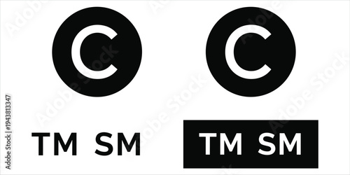 Copyright Trademark and Service Mark Symbols on White Background icon