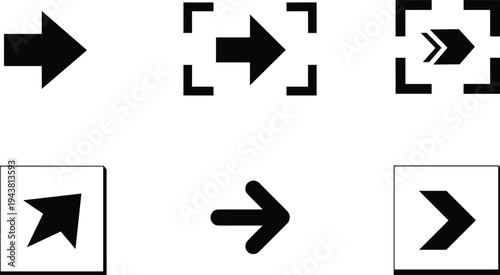 Collection Of Black Arrow Icons With Different Styles And Directions vector illustration