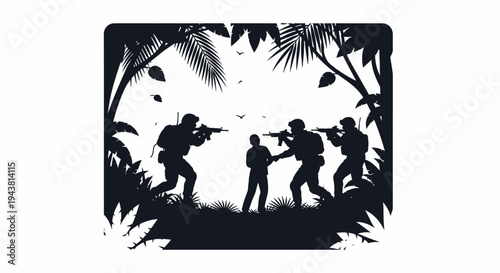 Military Special Forces Ambush Jungle Enemy Soldier Silhouette