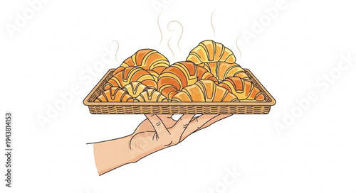 Hand Holding Tray of Donuts.