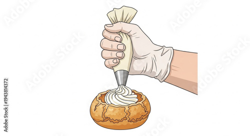 Hand piping icing on donut.