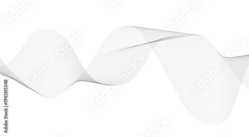 Stylized line art background. Vector illustration. Wave with lines created using blend tool. Curved wavy line, smooth stripe