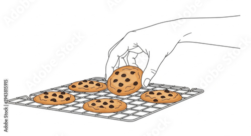 Hand holding chocolate chip cookie.