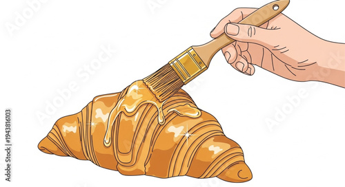 Hand holding chocolate croissant pastry.