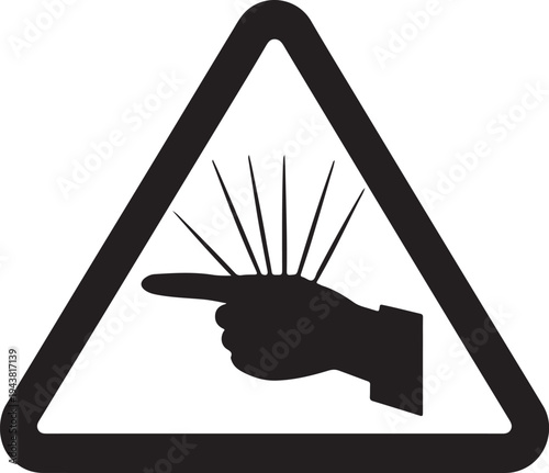 Warning sign indicating the presence of sharp objects or materials ahead