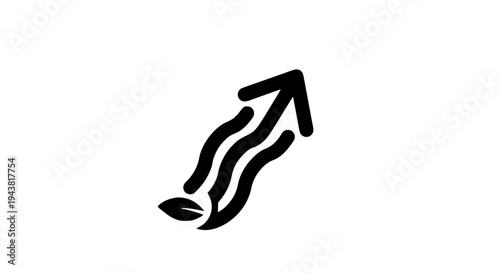 Arrow pointing up with wavy lines and tail featuring icon, symbol, graphic with illustration and vector elements for