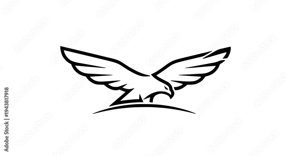 Obraz premium Eagle flying with outstretched wings and sharp talons in a minimalist line art style swooping down. featuring bird,