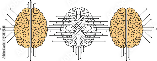 Artificial Intelligence Digital Brain Set with Circuit Board Neural Networks for Machine Learning Deep Learning Cybernetics Data Science and Cognitive Computing Technology