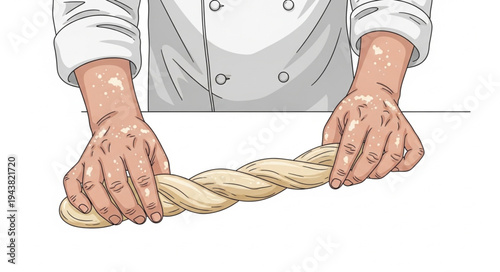 Hands Braiding Dough Bread.