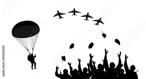 Paratrooper Jumps From Plane, Crowd Cheers With Grenades