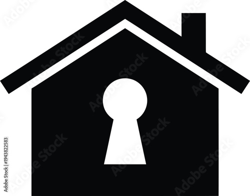 House with Keyhole Home Security Icon Vector