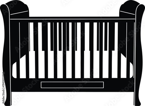 Baby Crib Nursery Bed Silhouette Vector