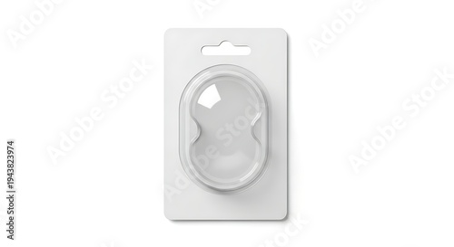 Single blister pack with hang tab, empty clear plastic window, blister, packaging, plastic, clear, white
