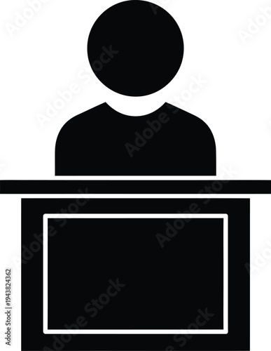 Person At Desk Icon Illustration